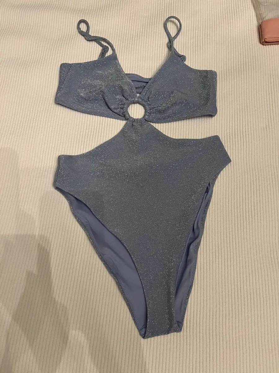 Sparkly Blue Cut-Out Swimsuit