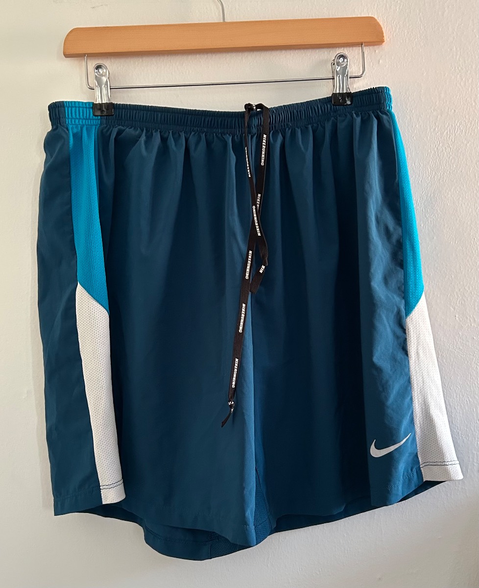 Nike Dri Fit blue white running shorts. Size XL