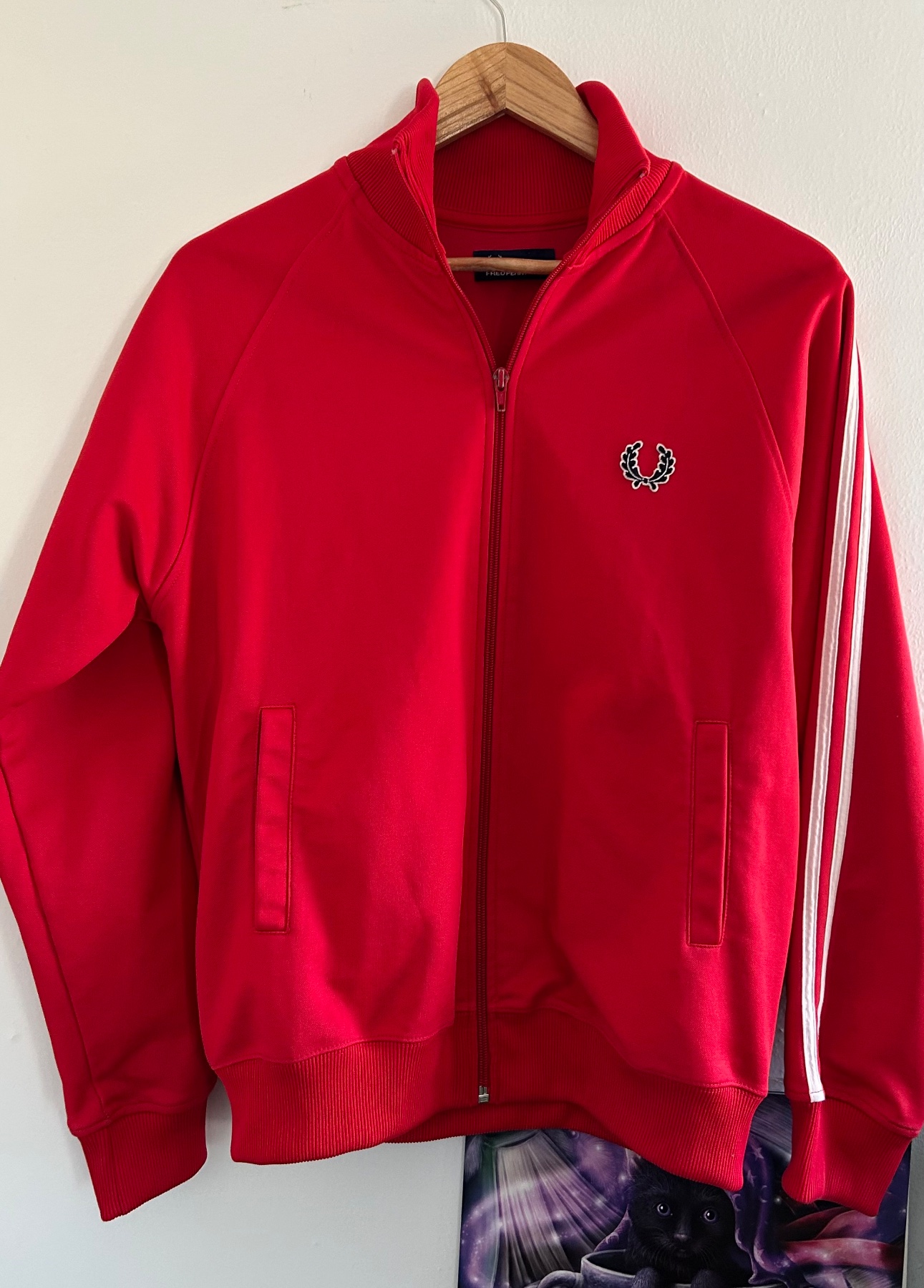 Fred Perry retro vintage red zip-up track jacket. Size S
