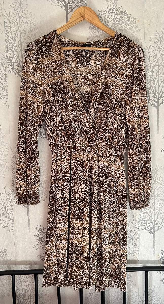 River Island snake print wrap midi dress Size 16