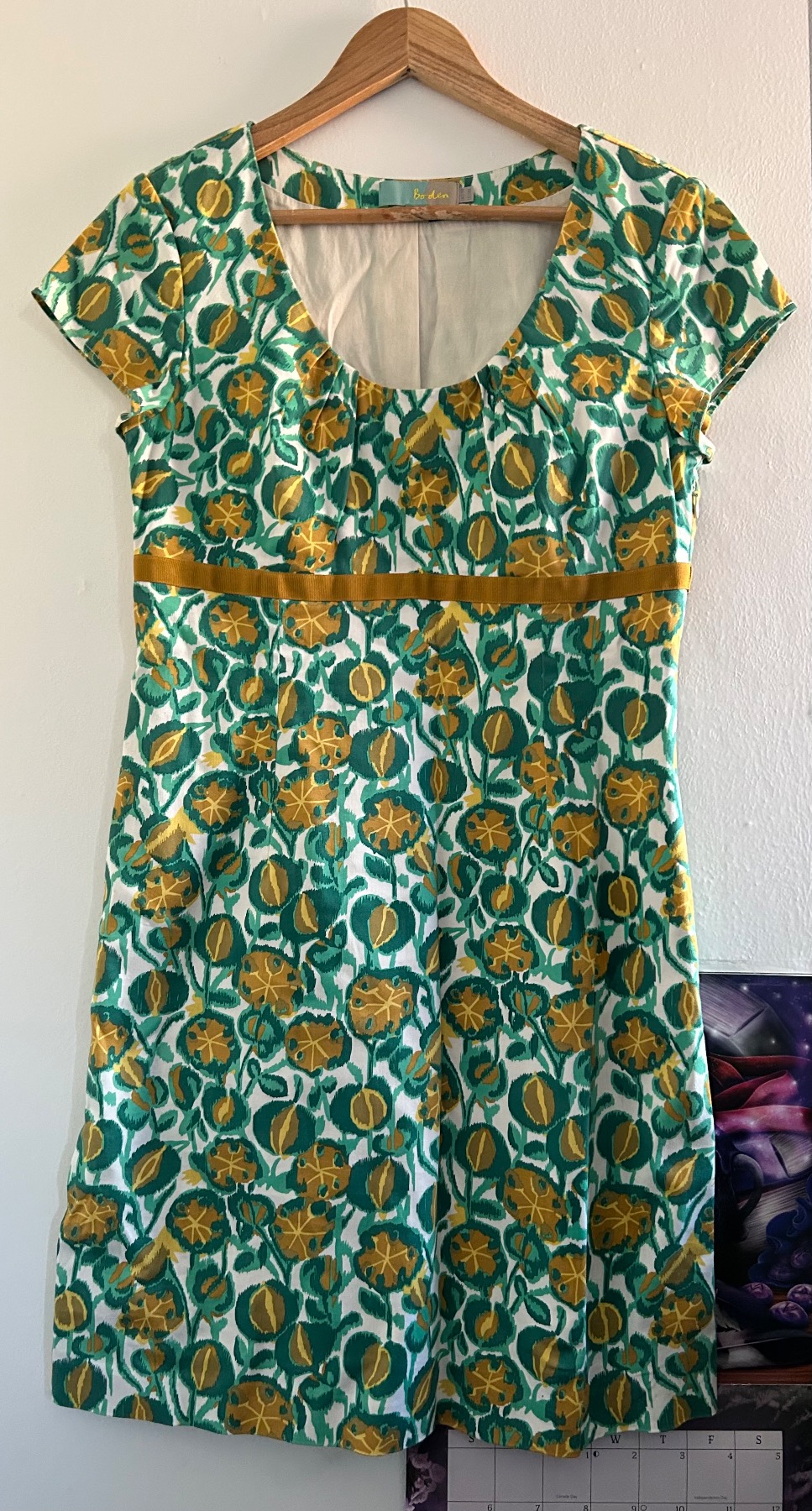 Boden floral empire line dress. Size 12