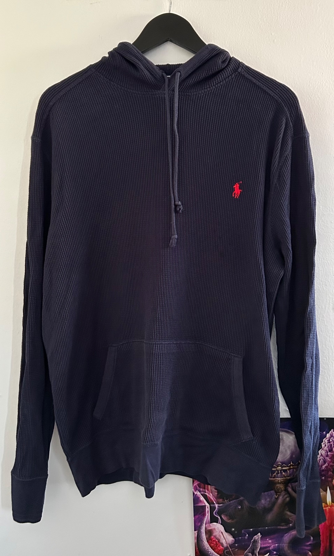 Ralph Lauren Polo men’s navy waffle knit hoodie
