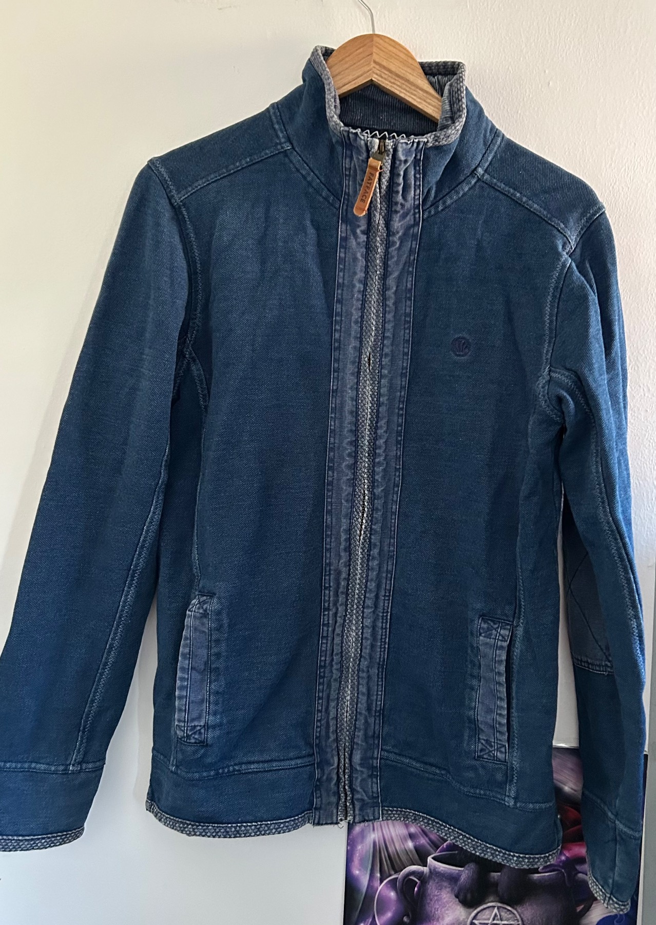 Fat Face women’s blue denim wash zip-up jacket. Size S