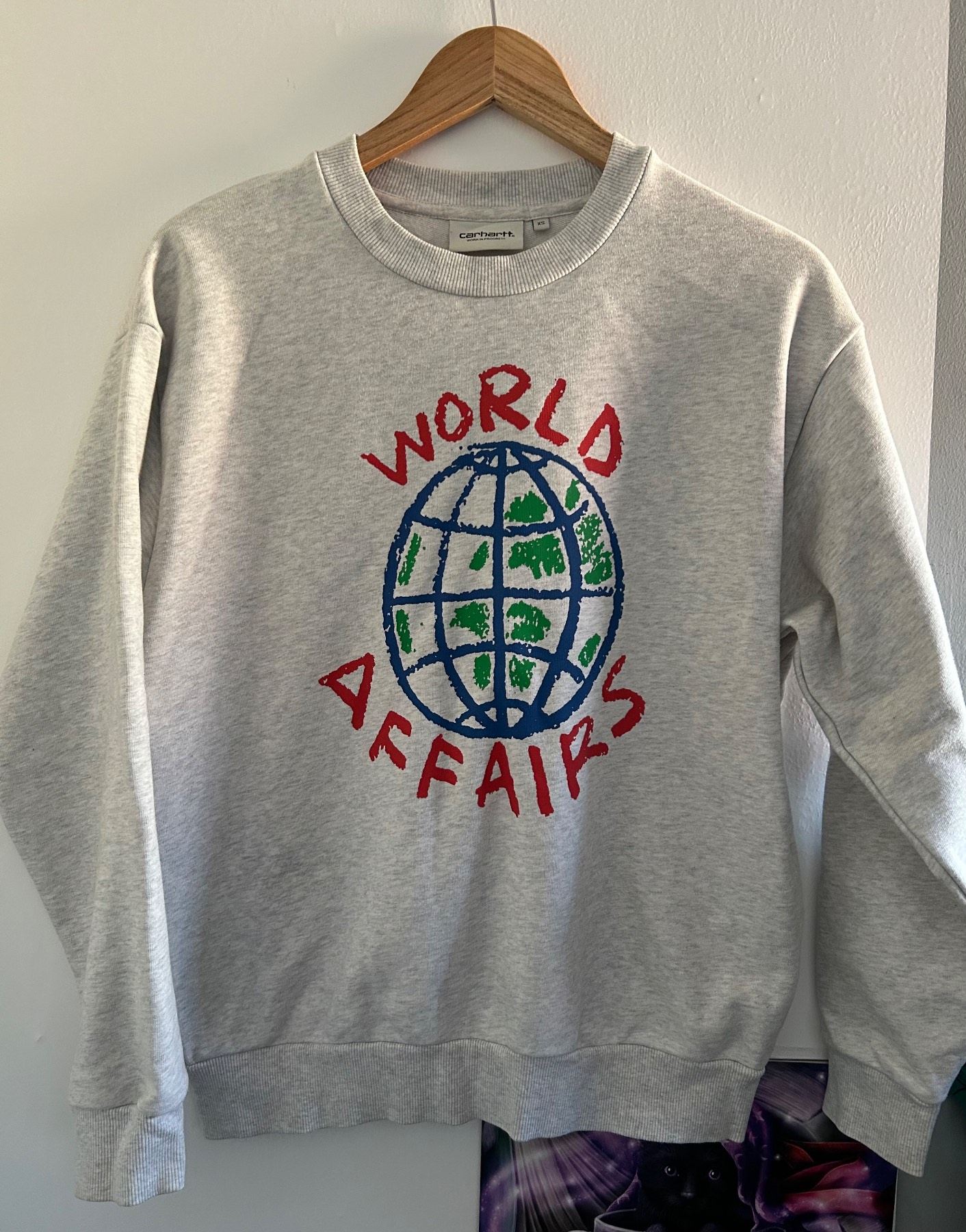 Carhartt WIP grey world affairs sweatshirt. Size XS