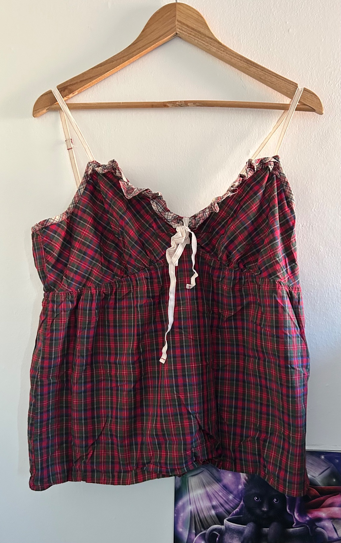 Y2K vintage red plaid cami top. Size L