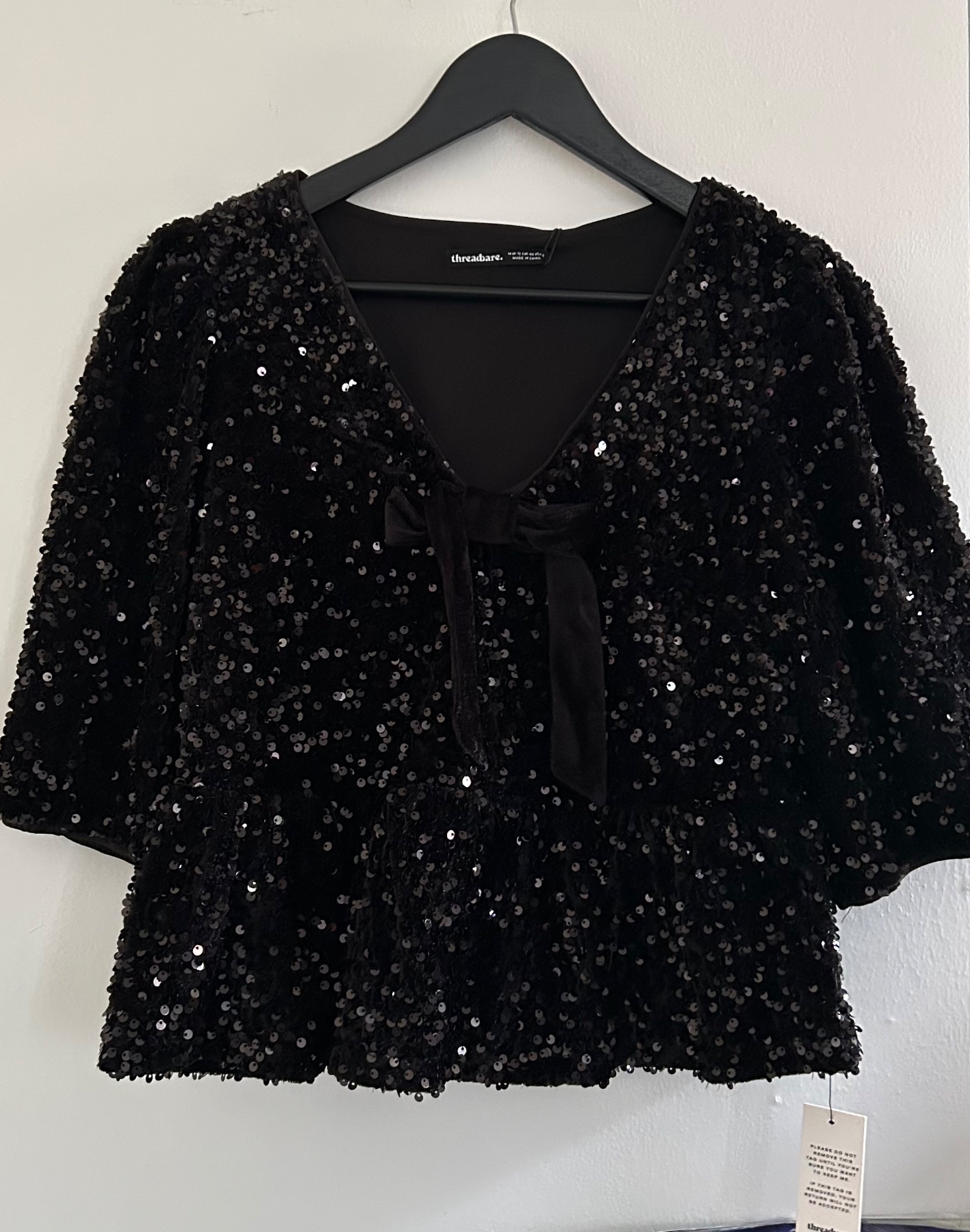 BNWT Threadbare black sequin peplum top