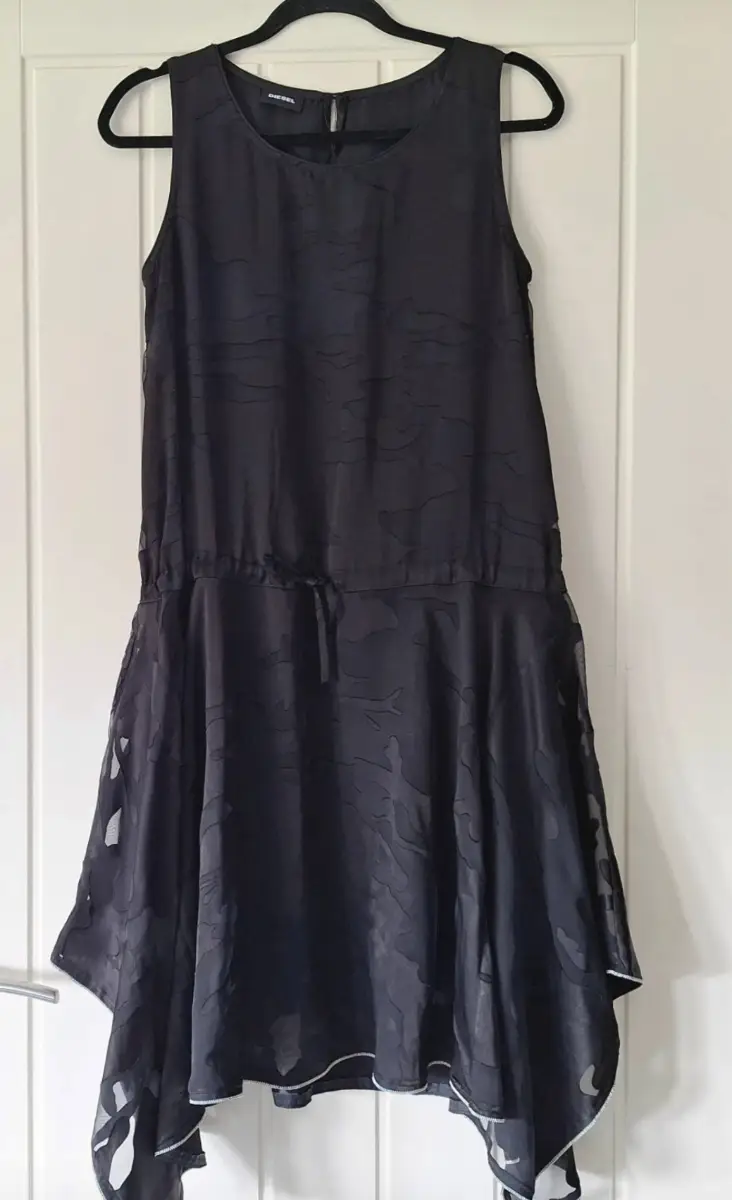 Diesel Designer Black Zip Trim Blouson Dress