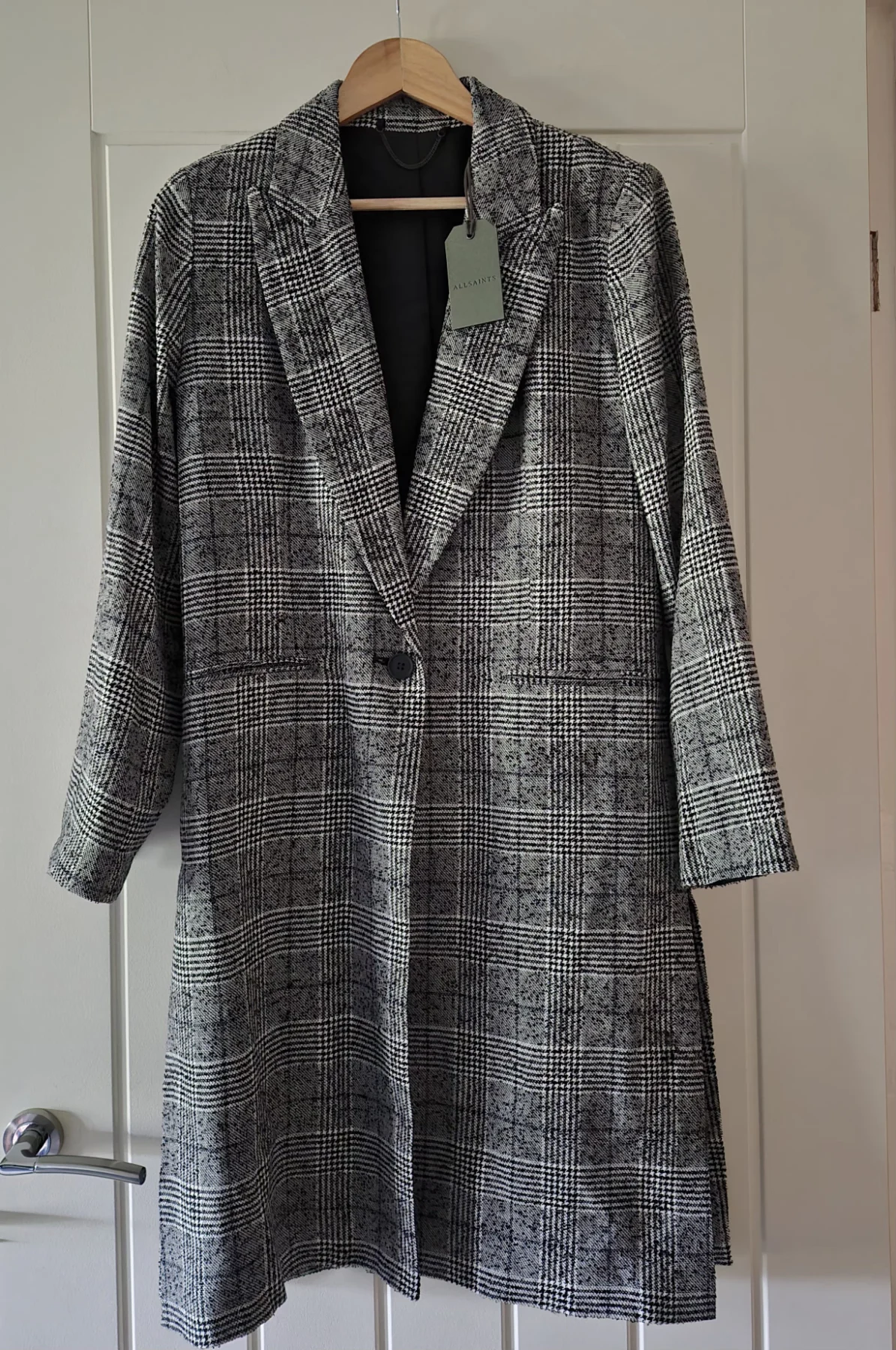 Allsaints Dustie Black/White Check Duster Coat
