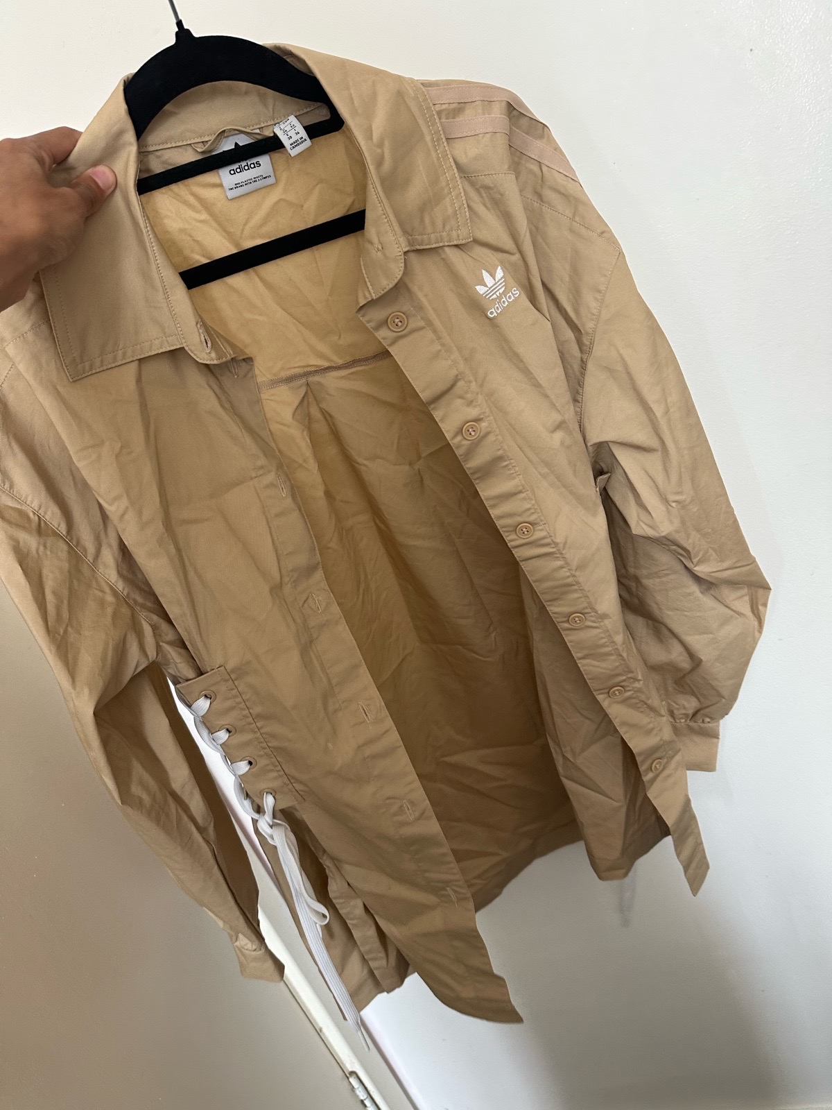 Beige camel nike longline cinched waist
