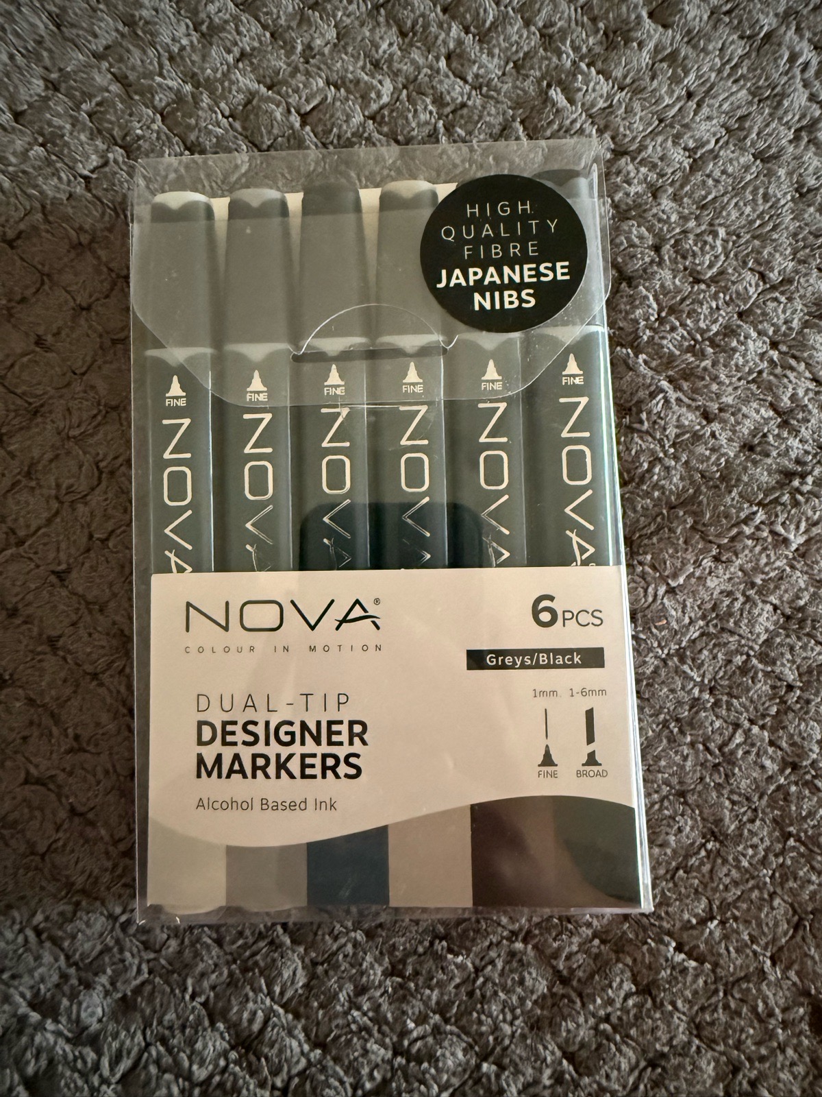 Nova Dual-Tip Designer Markers - Greys/Black