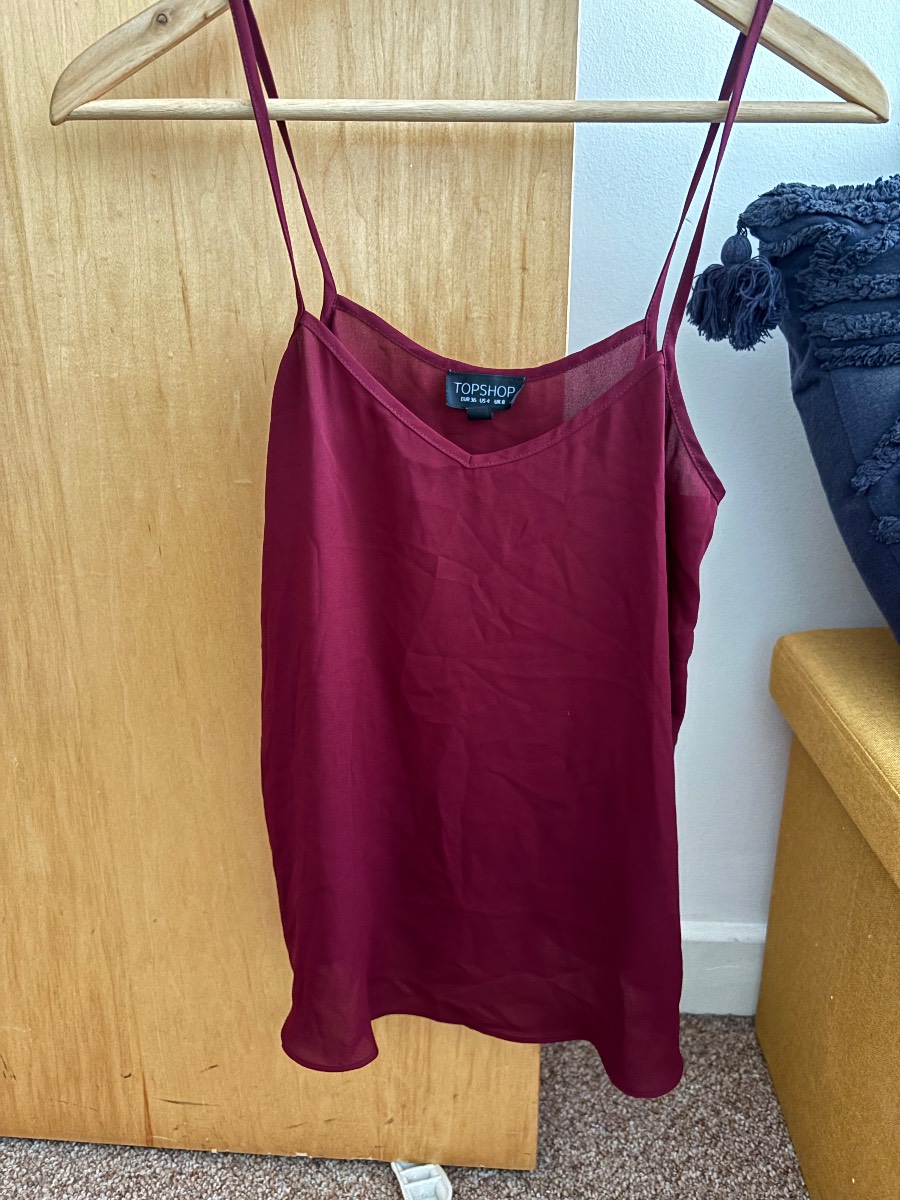 Topshop burgundy red cami size 8