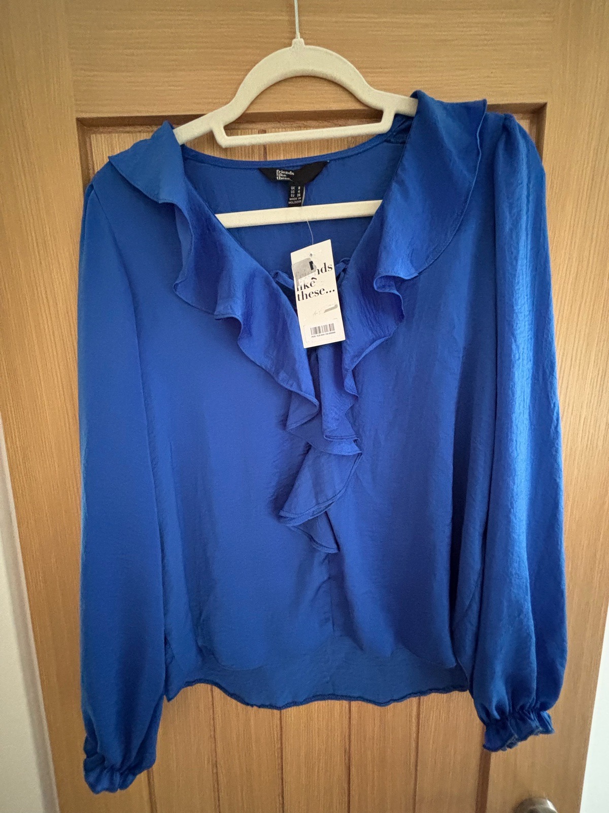 Friends Like These Cobalt Blue Ruffle Blouse size 8– BNWT