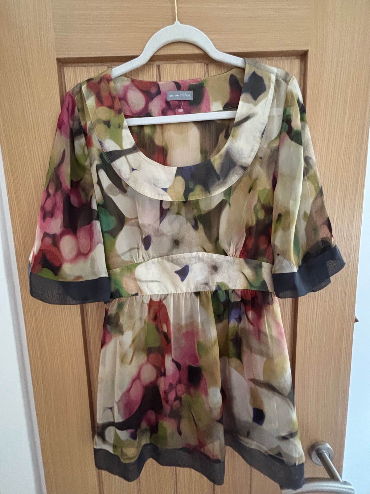 🌸 Per Una M&S Sheer Abstract Floral Blouse size 14 🌸