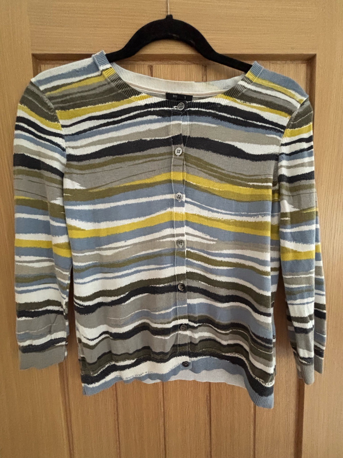 Hobbs London Striped Cotton Cardigan – Size UK 10