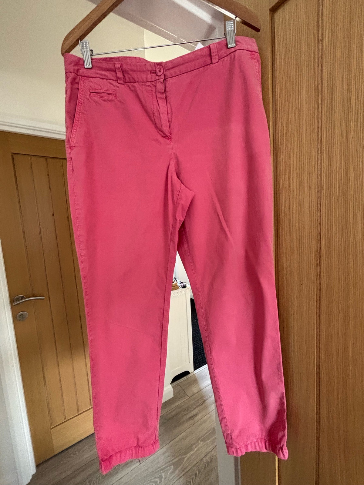 M&S Rose Pink Cotton Tapered Trousers size 14S 💗