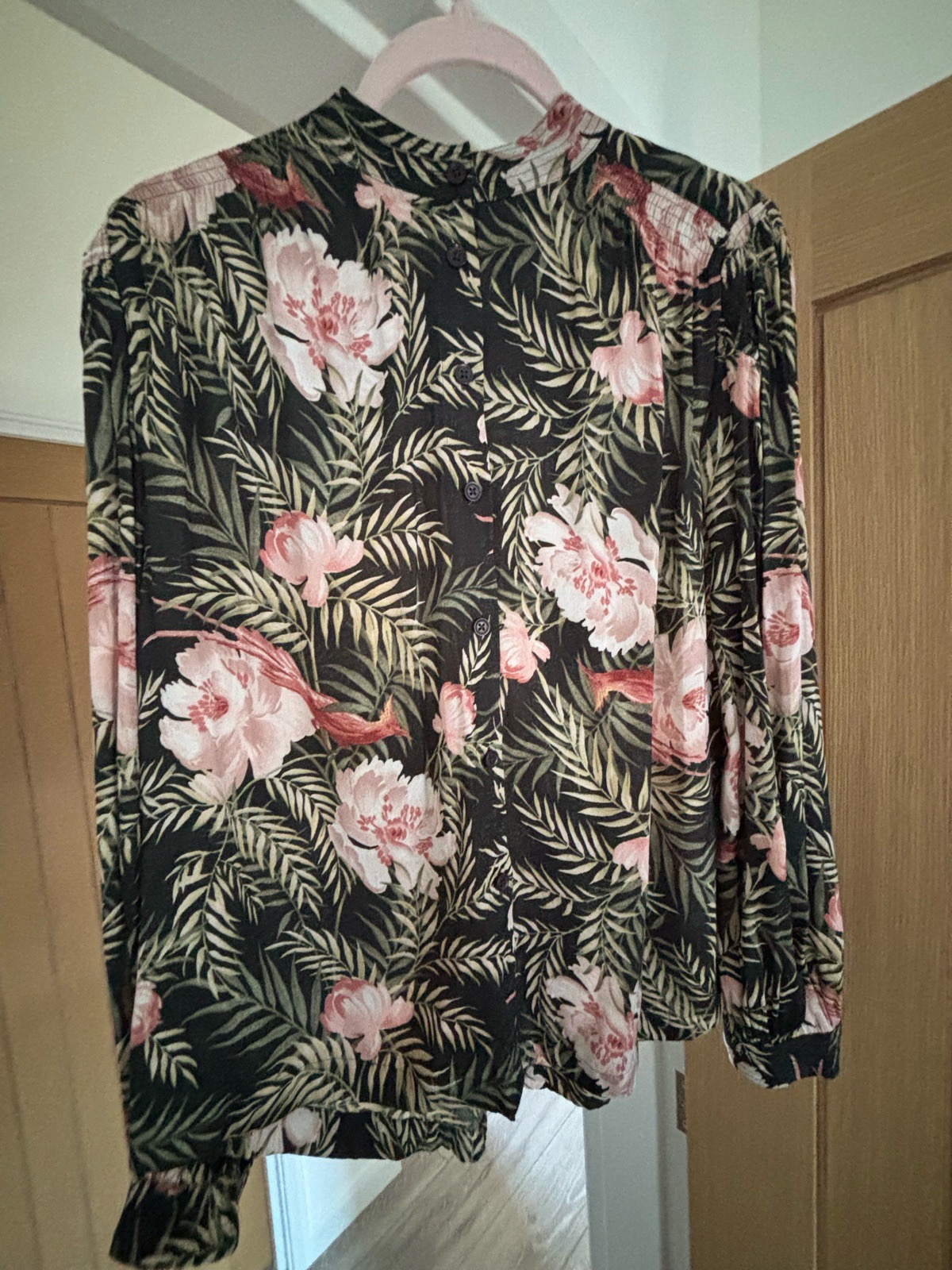 Per Una Floral Blouse Black, Pink & Khaki – Size 6