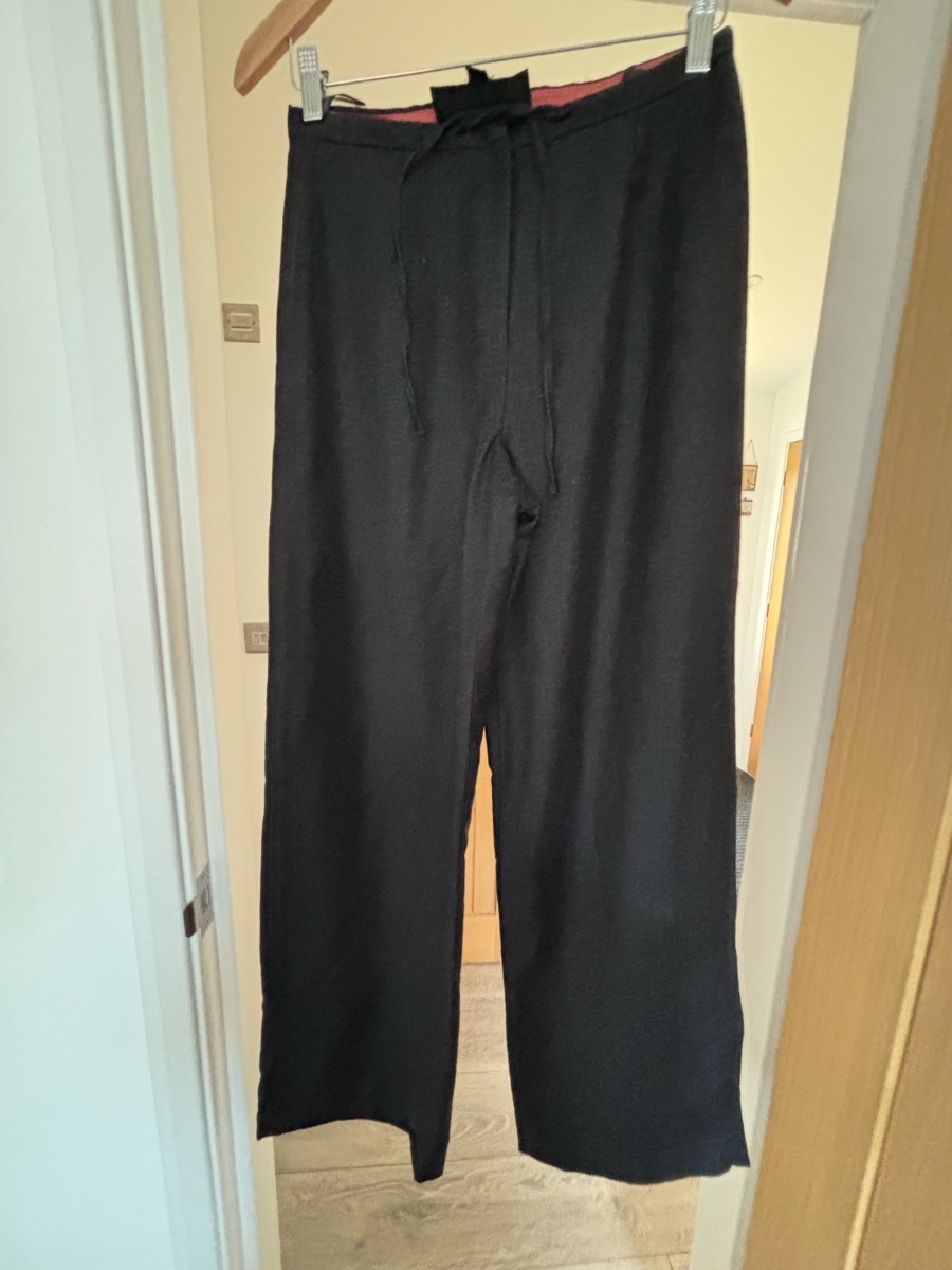 Laura Ashley Charcoal Pure New Wool Wide Leg Trousers – Black – UK 10