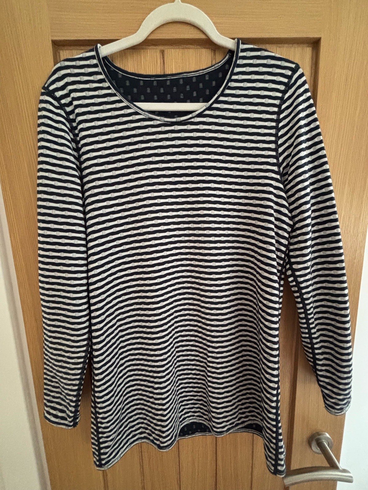 Cotton Traders Reversible Navy & White Spot/Stripe Tunic Size M Top