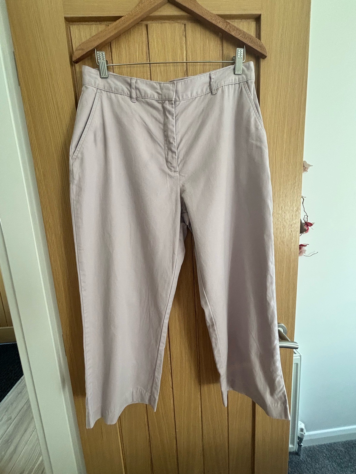🌸 Pale Lilac 100% Cotton Cropped Trousers – Activewear – UK 16