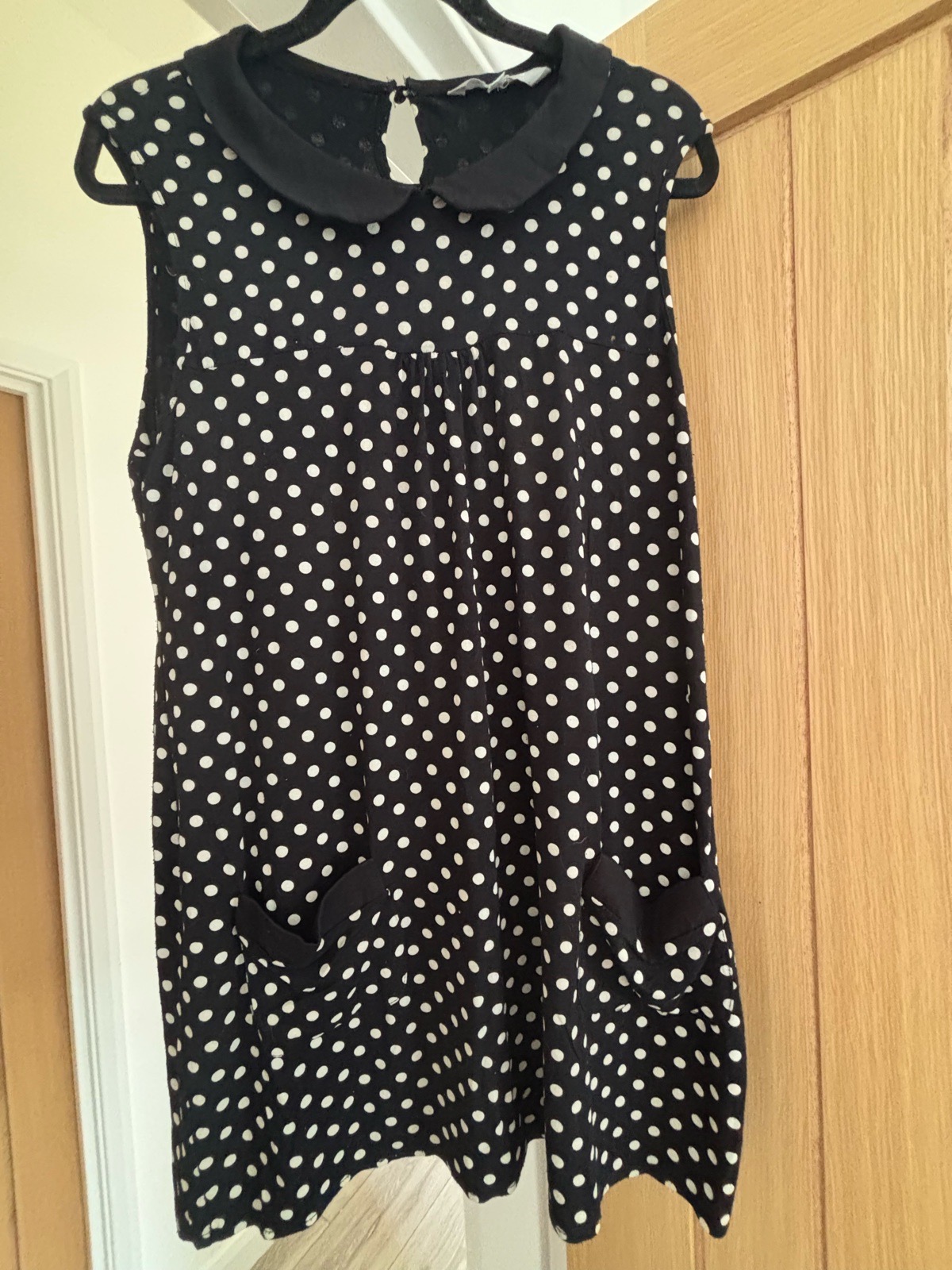 🖤 Red Herring  From Debenhams Black & Cream Polka Dot Tunic / Short Dress – Size 18