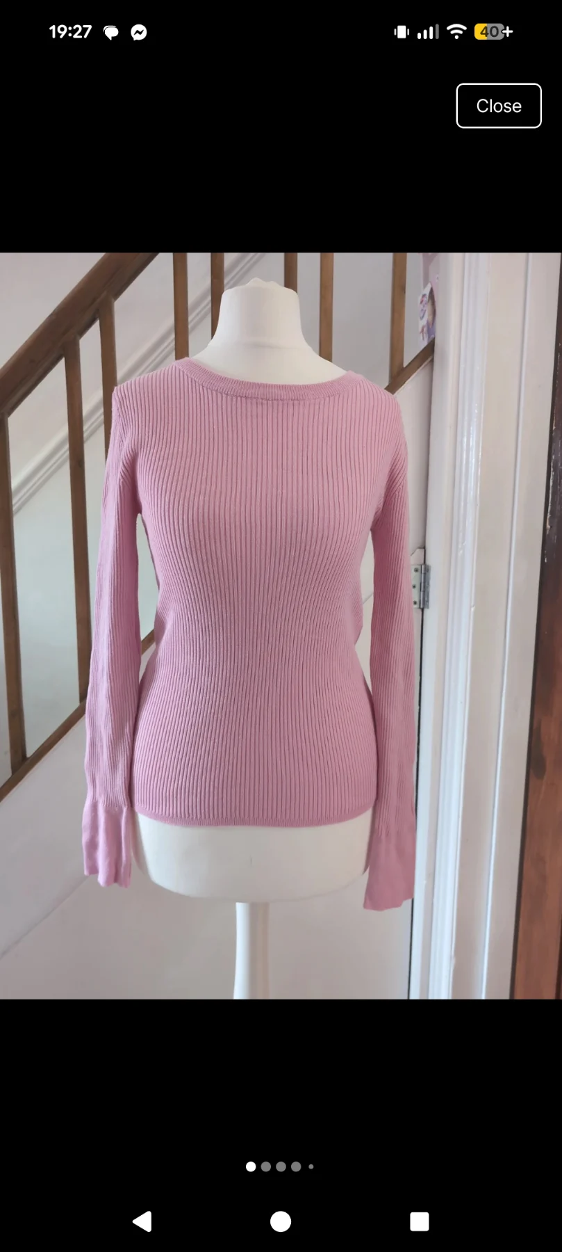 Pink ribbed top size XS