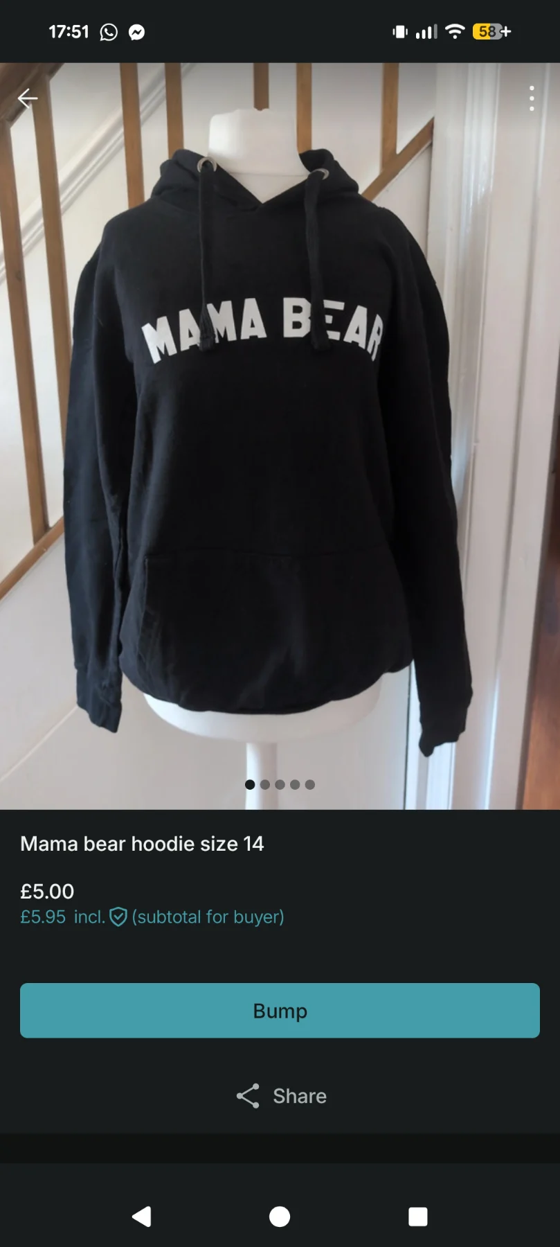 Mama bear black hoodie size 14