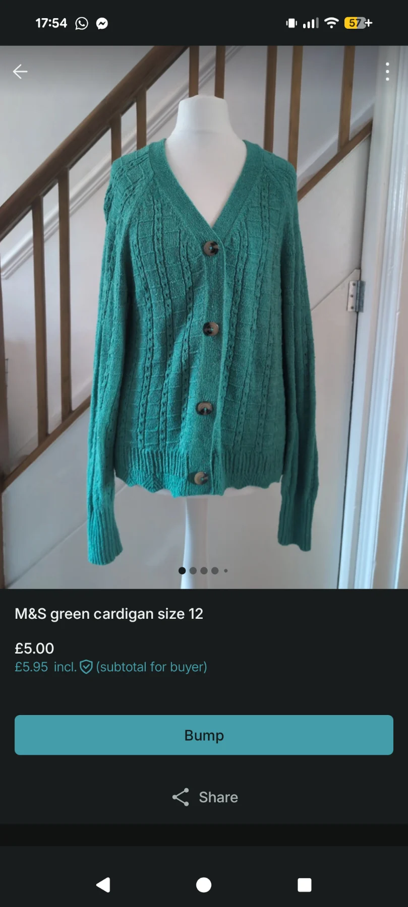 M&S green cardigan size 12