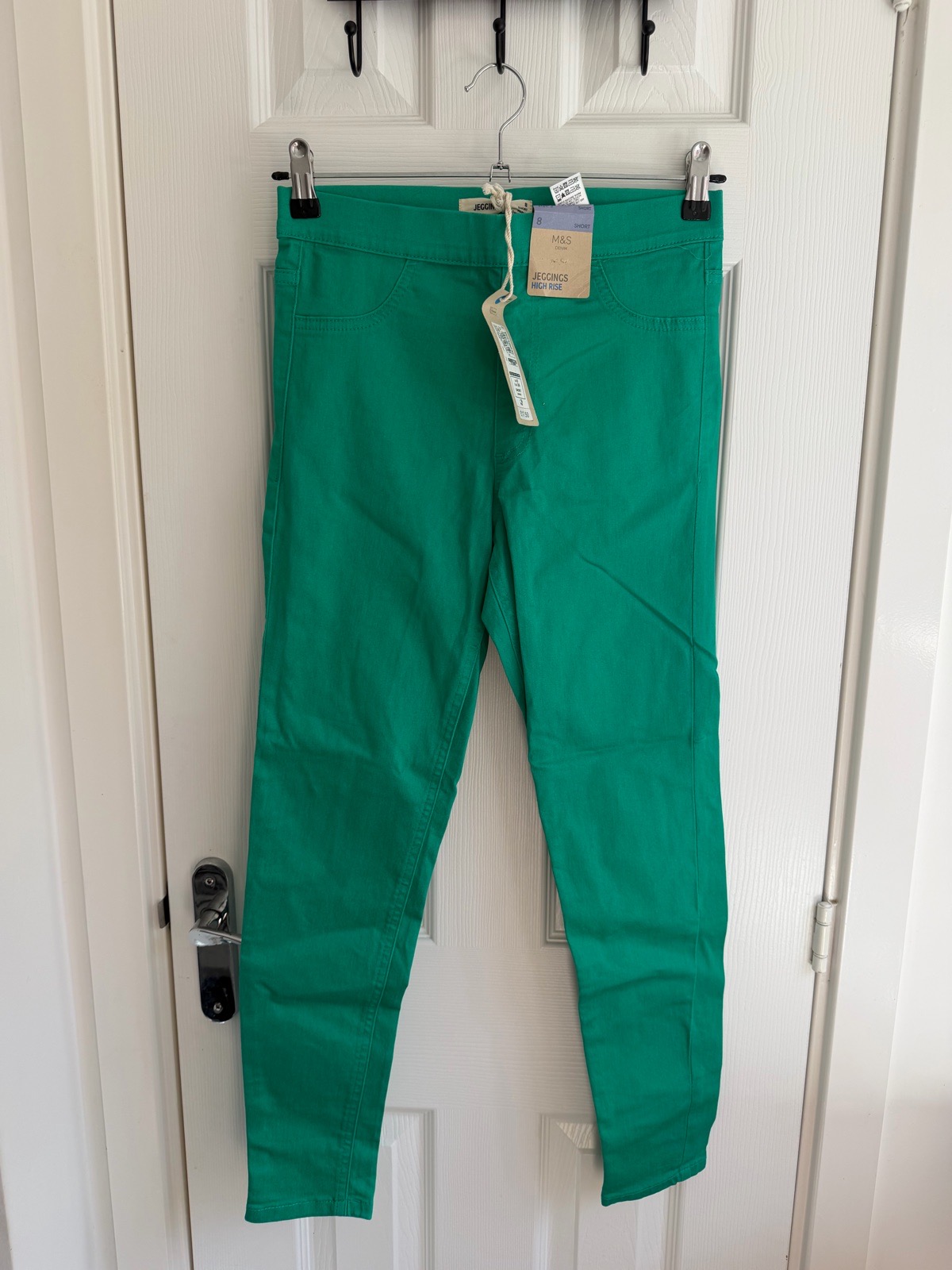 Bnwt M&S Bright Green High Rise Jeggings UK 8 Short RRP £17.50