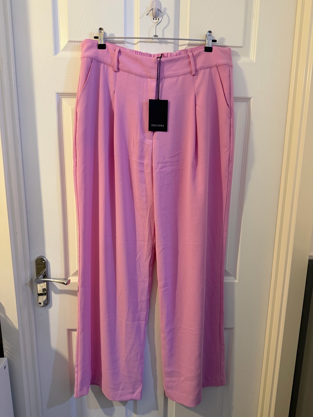 Decjuba Petal Pink Louisa Straight Leg Trousers Size 16 High Waist Trousers BNWT