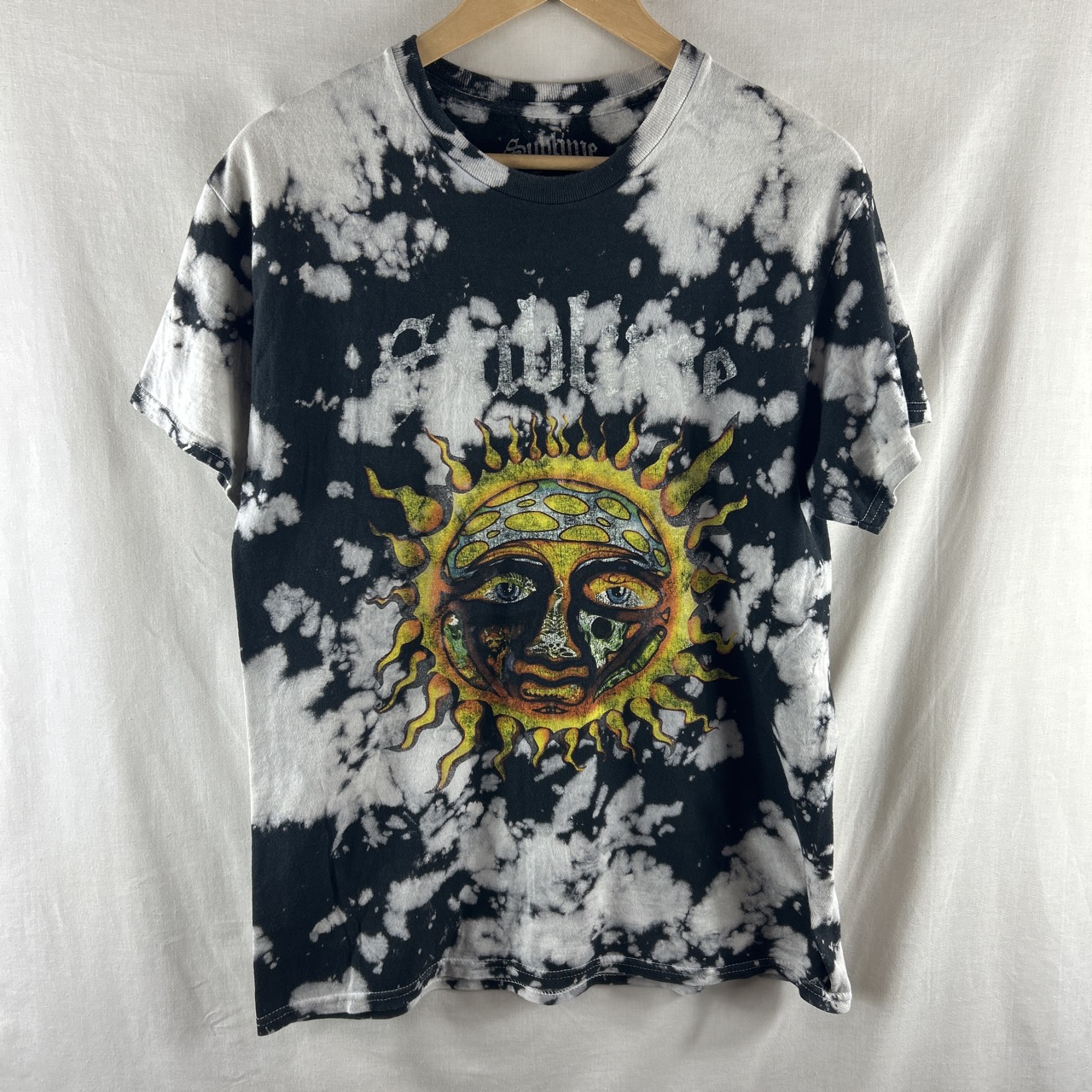 Sublime Sun T Shirt Size M Medium Black White Tie Dye Crew Neck Short Sleeved