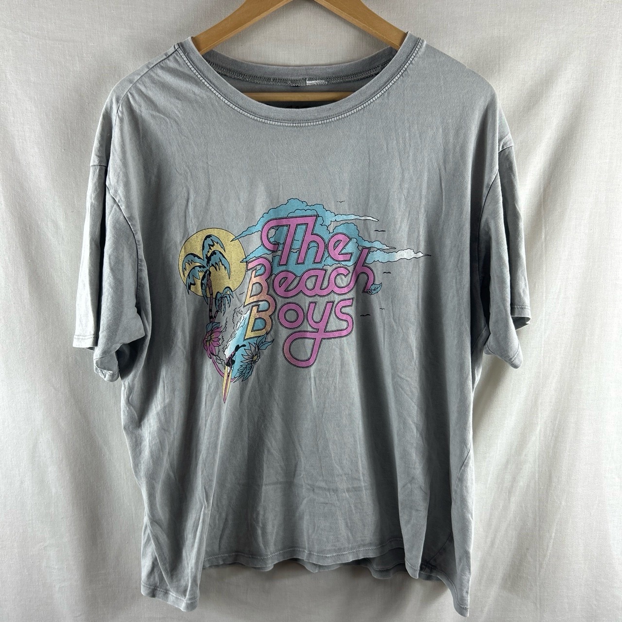 The Beach Boys Tee T Shirt Large Size L Grey 2023 Boxy Cropped Fit Band Tee