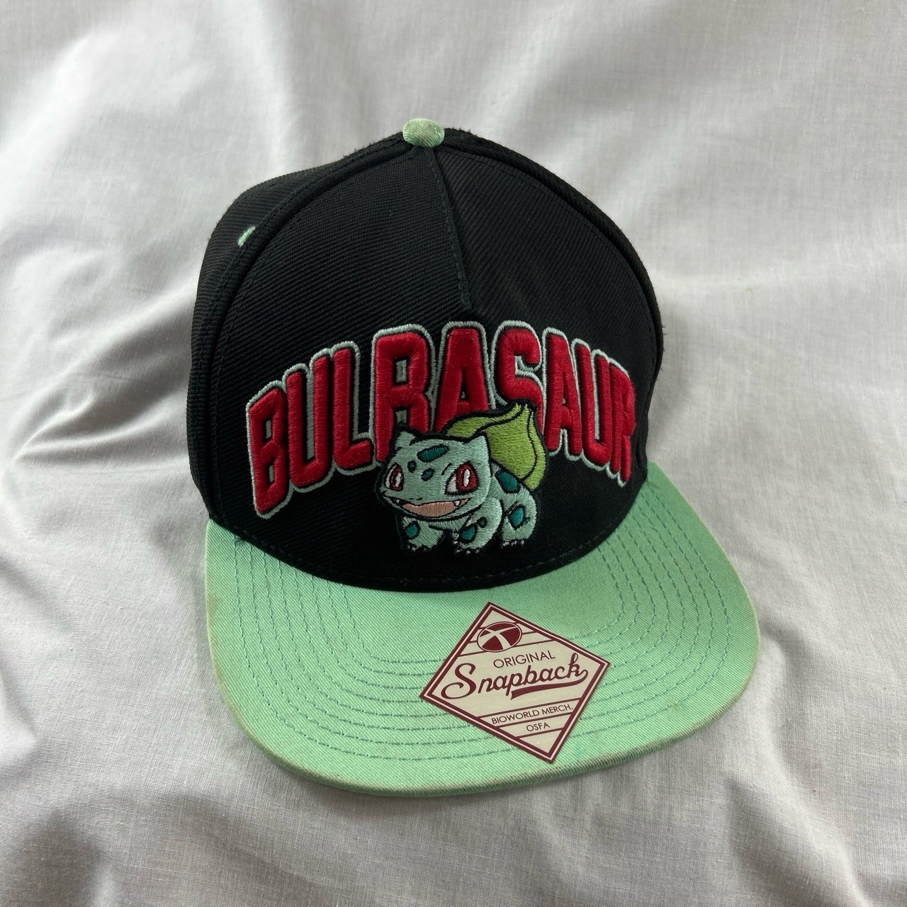 Pokemon Bulbasaur SnapBack Hat One Size Black Green Embroidered Logo Adjustable