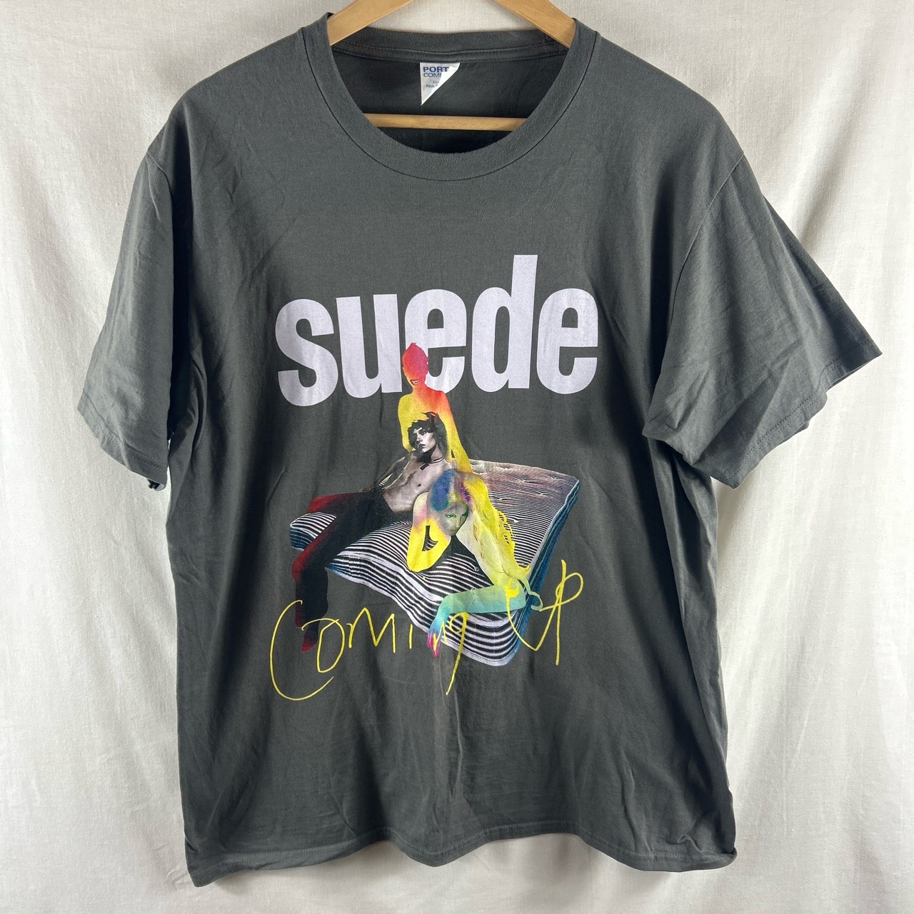 Suede Coming Up T Shirt L Size Large Graphic Band Tee Short Sleeved Grey