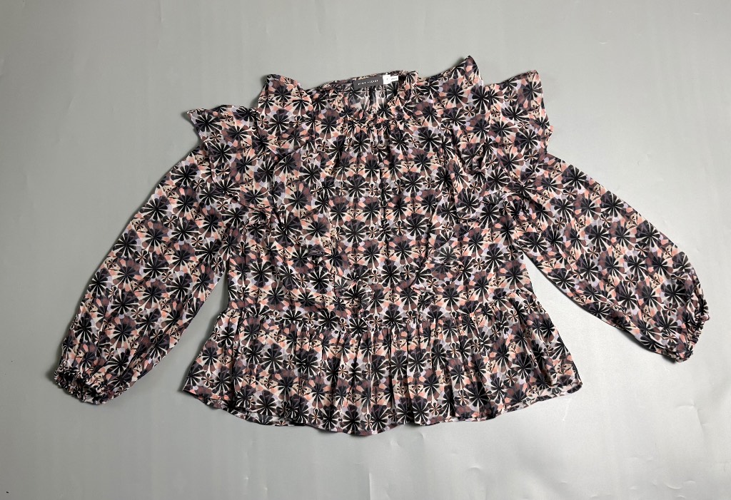 Mint Velvet Floral Ruffle Blouse Top Size M UK 12 14