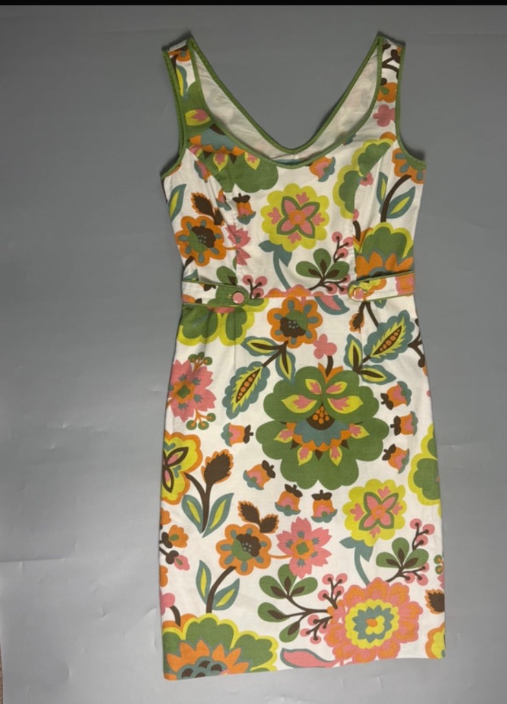 Boden Retro Floral Summer Cotton Dress Size 8