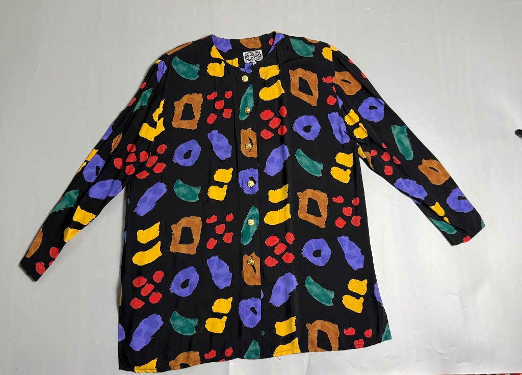 Vintage 1990s Marion Donaldson Abstract Print Blouse UK 12