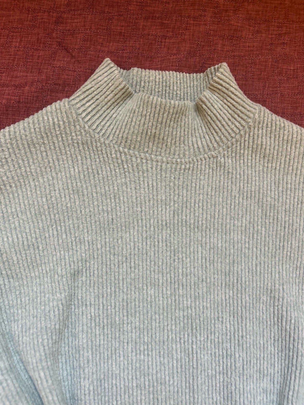 Bershka Sage Green Ribbed Jumper Size XS | Funnel/High Neck Knit | Oversized Cosy Y2K