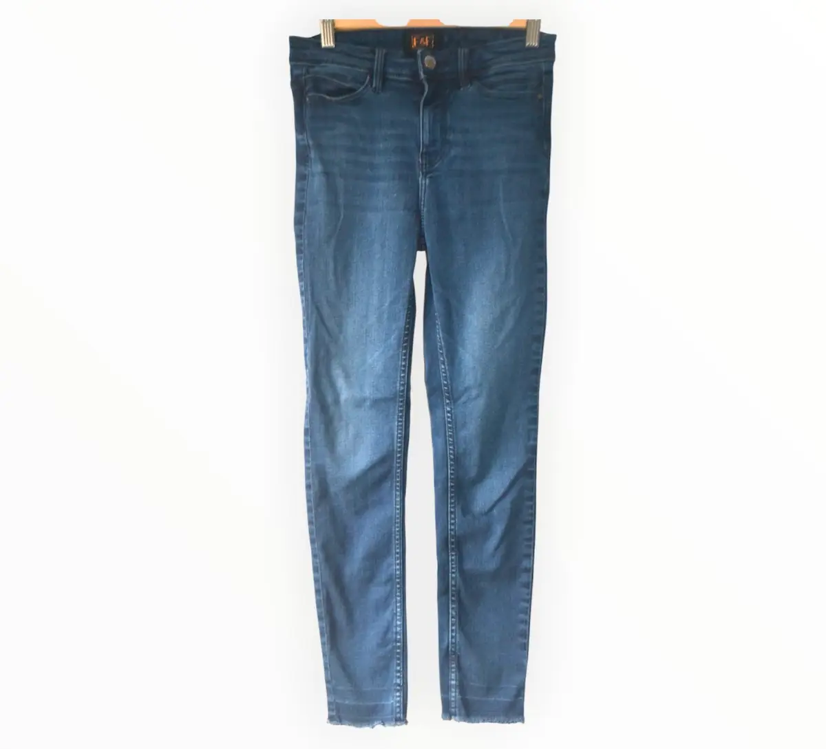 💙👖 Navy Slim Fit Ankle Grazer Jeans by F&F UK 6 Stretch Frayed Hem Denim 👖💙