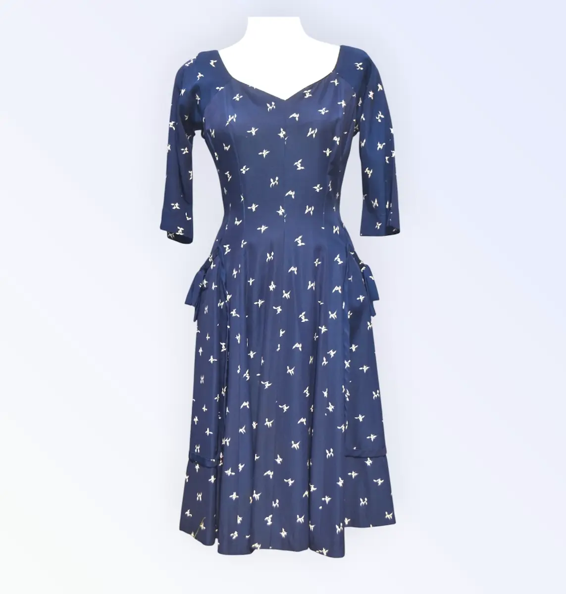💙✨ Rare Vintage 1950s Susan Small Blue Cotton Dress UK 10-12 Collectable Retro Dress ✨💙