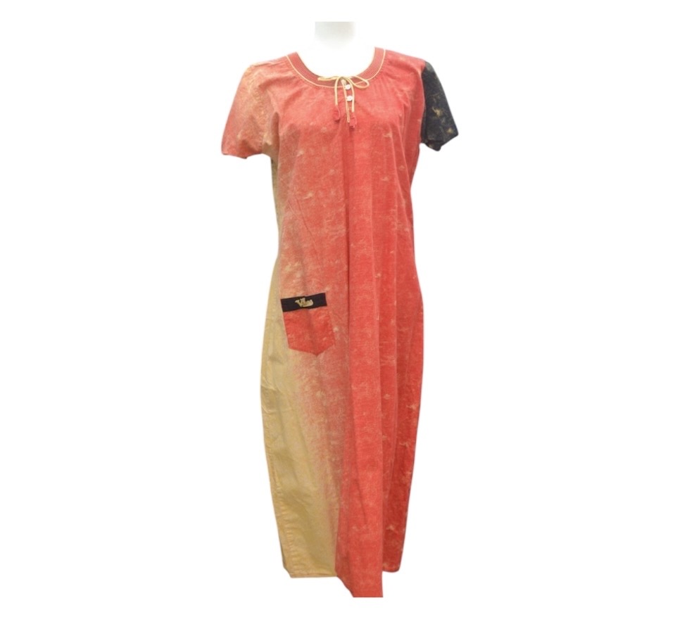 ☀️⛱Vintage Orange & Red Cotton Kaftan Maxi Dress | Boho Beach Cover-Up | UK 10–12 ☀️⛱