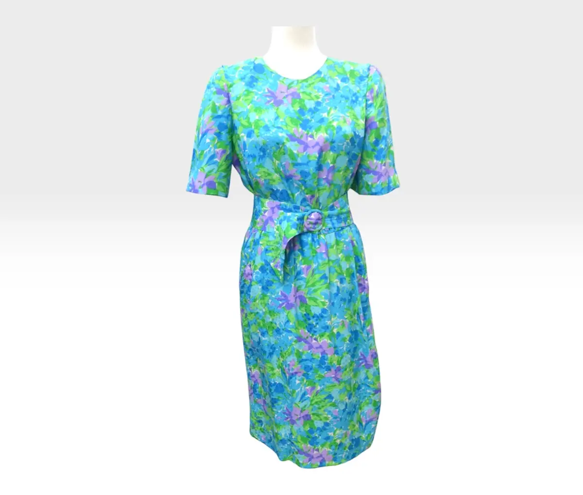 🍀🦋 Vintage 1980s Rare Pat Crowley Silk Floral Dress UK 8-10 Occasion Dress 🍀🦋