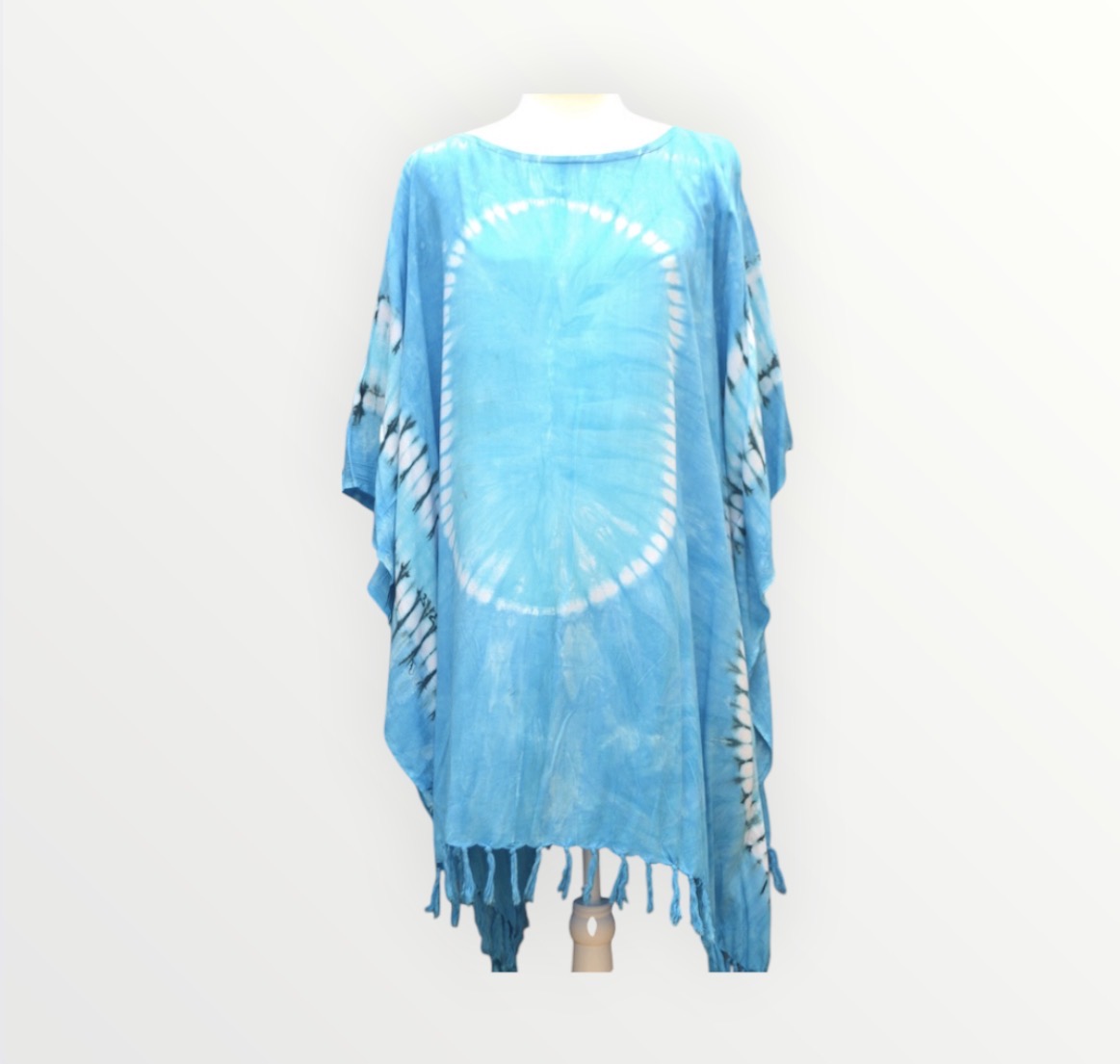 🦋 Vintage Turquoise Cotton Kaftan | Boho Beach Cover-Up | Relaxed Fit 🦋