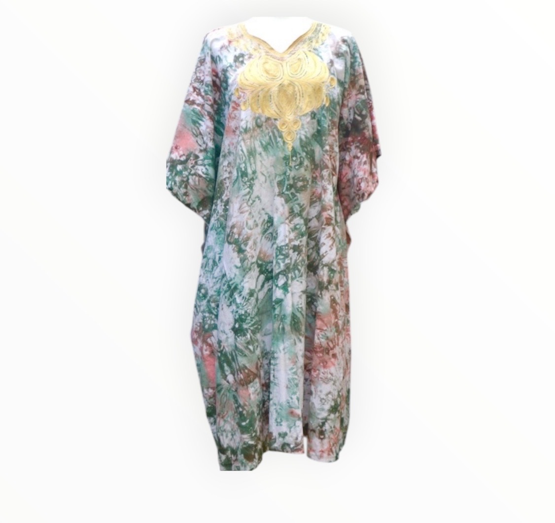 🌿 Vintage Oversized Cotton Kaftan | Boho Beach Cover-Up | One Size 🌿
