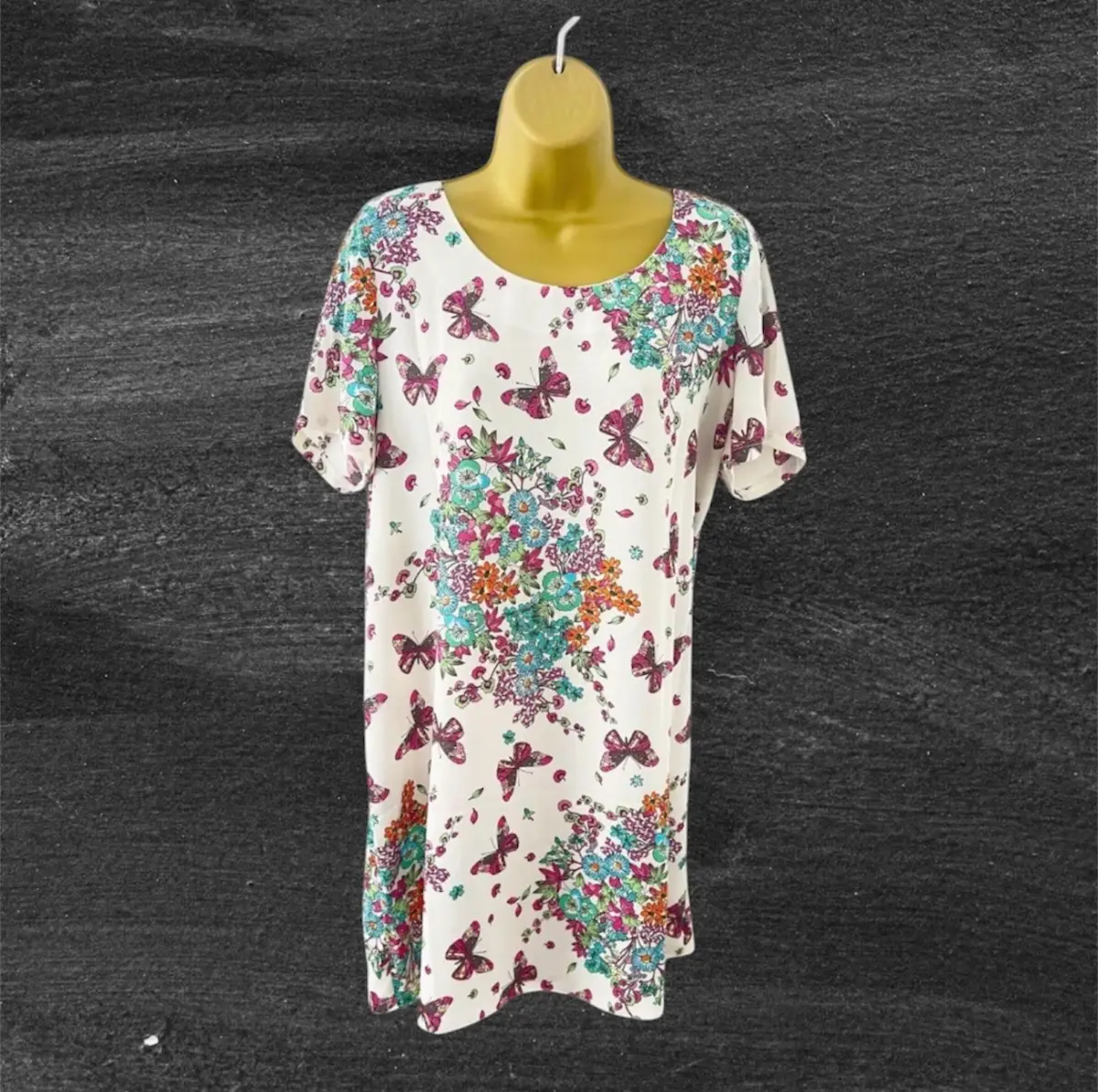 🦋💜 Cream & Purple Butterfly Dress by Wallis– Size M – Perfect for Spring & Summer
