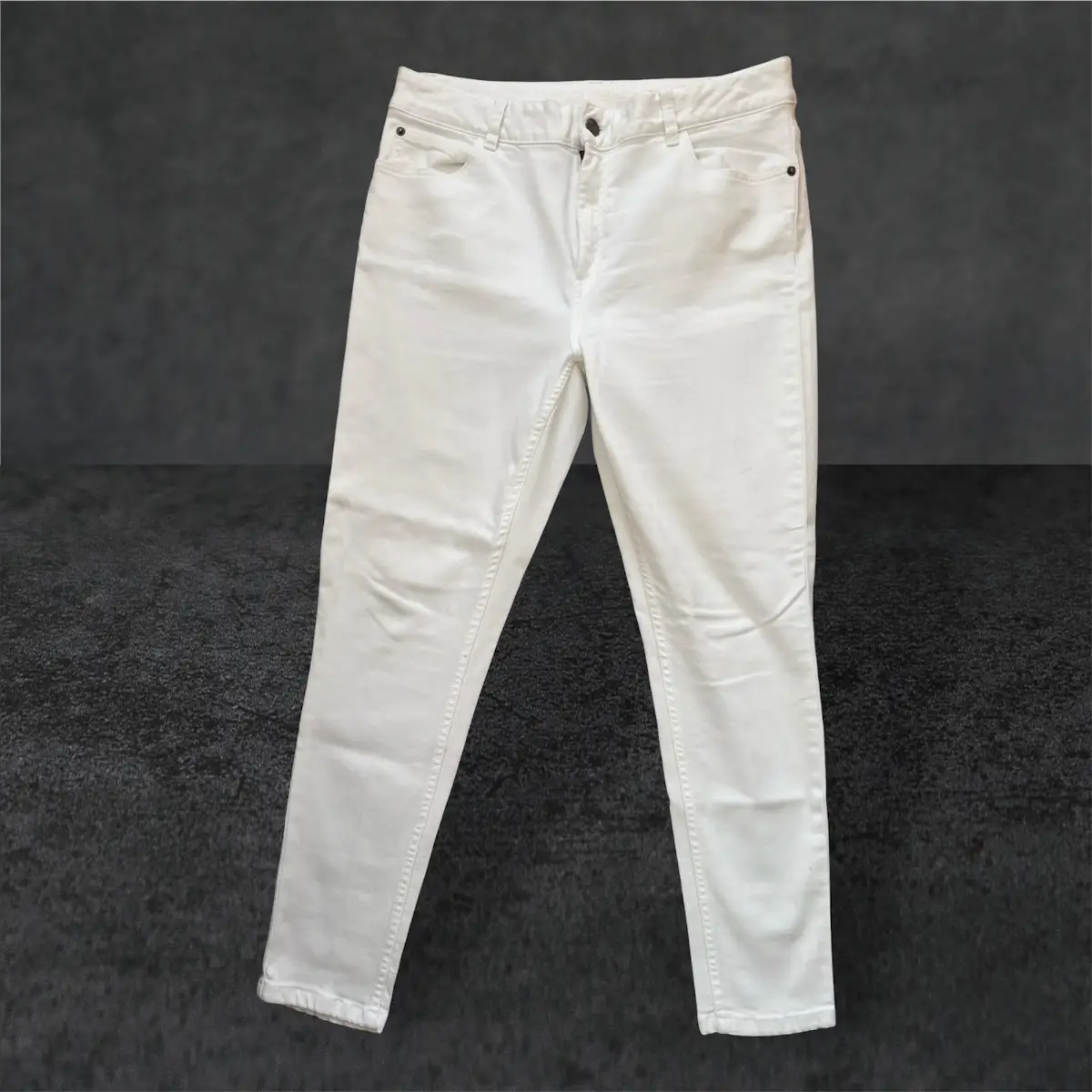 🕊 M&S White Skinny Stretch Jeans Ladies UK 14 Cotton Casual Summer Trousers 🕊