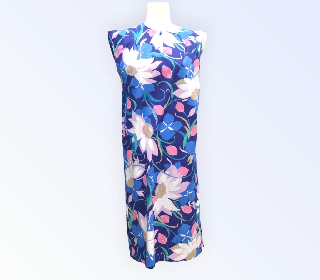 💙🦋 Vintage 1980s Handmade Floral Shift Dress – UK 14 | Effortless Retro Style 💎💙