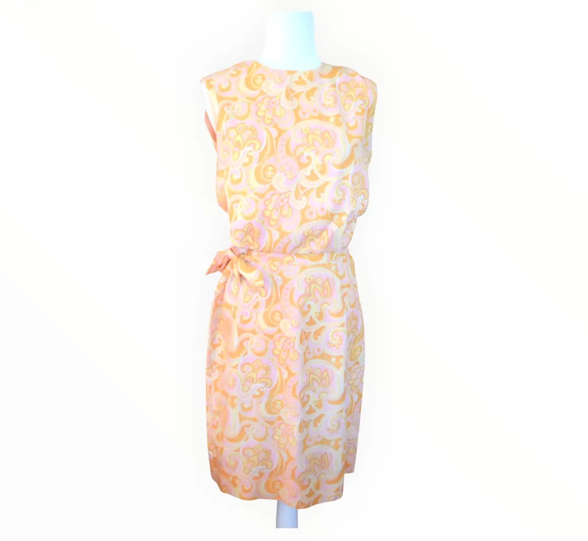 🧡🌼 Rare Vintage 1960s Dorothy Perkins Mod Print Shift Dress UK 10 Retro Midi Dress 🌼🧡