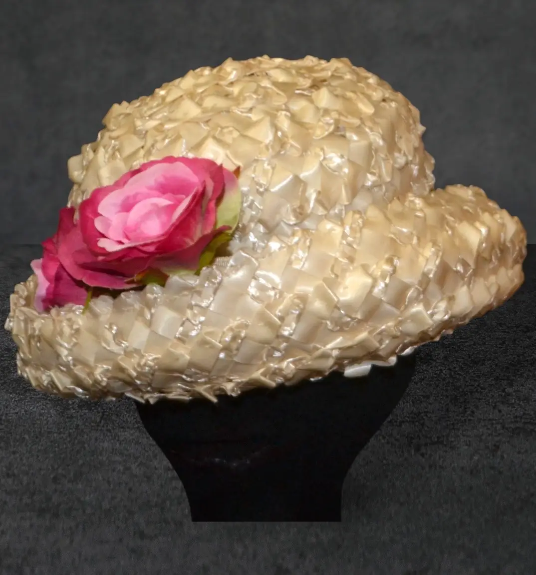 💐 Vintage 1990s Jacoll Cream Straw Hat | Summer Hat | Retro | 51cm (Very Small Fit) 💐