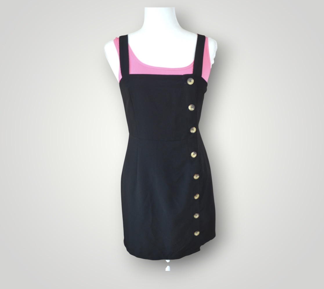 🖤 H&M Divided Black Dungaree Skirt | Adjustable Strap Pinafore | UK 10 🖤