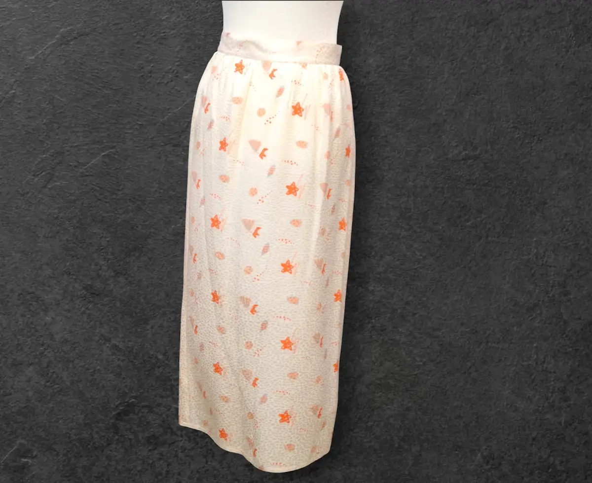 🤎🍑 Vintage 1980s Benny Ong 100% Silk Designer Skirt UK 8 Luxury Vintage 🍑🤎